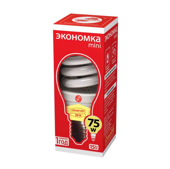 Рекомендуем купить Лампа люминесцентная компакт. SPC 15Вт E14 спиральная 2700К T2 ЭКОНОМКА LKsmT2SPC15wE1427eco