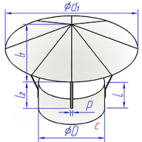 Купить зонт крышный круглого сечения оптом | ПРОТОРГ