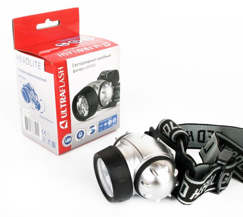 Рекомендуем купить Фонарь налобный LED 5353 19LED 4 режима 3хR03 металлик Ultraflash 10262