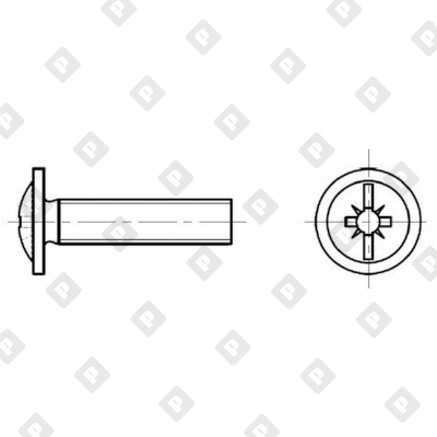 Винт DIN 967 М4x10 с низкой полукруглой головкой и прессшайбой, крестообразный шлиц, кл. пр. 4.6, оц. сталь - №3