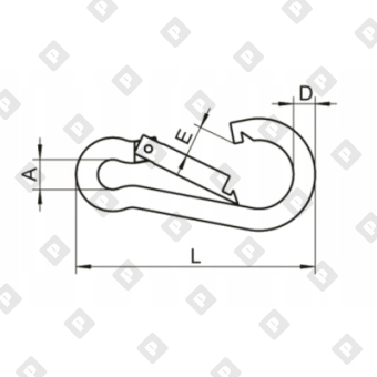 Карабин пожарный с фиксатором DIN 5299D 9x90, оц. сталь - №2