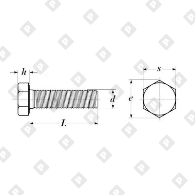 Болт DIN 961 M10x60 с шестигранной головкой и полной резьбой с шагом 1.25, кл. пр. 10.9 - №2