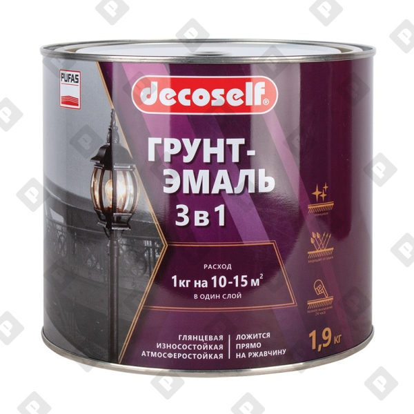 Грунт-эмаль Pufas Decoself 3 в 1 глянцевая шоколадная (1,9 кг) - №1