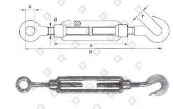 Талреп DIN 1480 М36 крюк-кольцо, оц. сталь - №2
