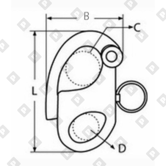 Карабин отцепной «пеликан» с мочкой ART 8288 66 мм, нерж. сталь A4 - №2