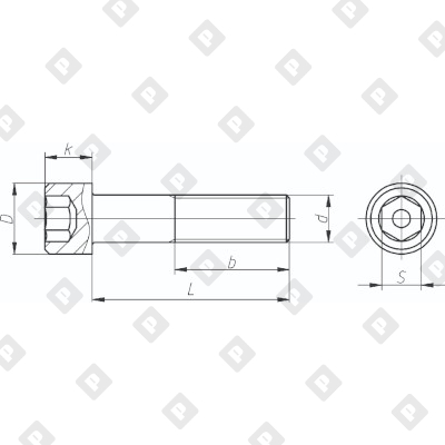 Винт DIN 912 М6x80 с неполной резьбой и цилиндрической головкой с внутренним шестигранником, кл. пр. 8.8, оц. сталь - №2