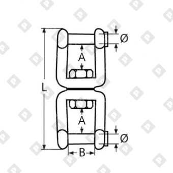 Вертлюг АРТ 8535 вилка-вилка со штифтом с внутренним шестигранником  16мм, нерж. сталь А4 - №3