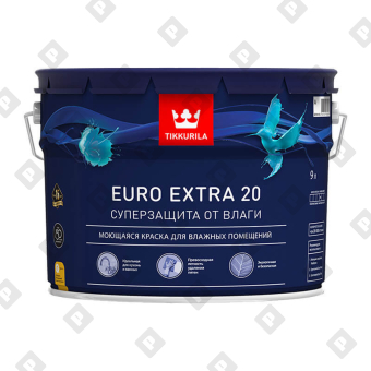 Краска для влажных помещений Tikkurila EURO EXTRA 20 A п/мат. (9 л) - №1