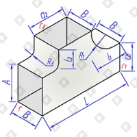 Тройник прямоугольного сечения переходный с радиусной врезкой - №1