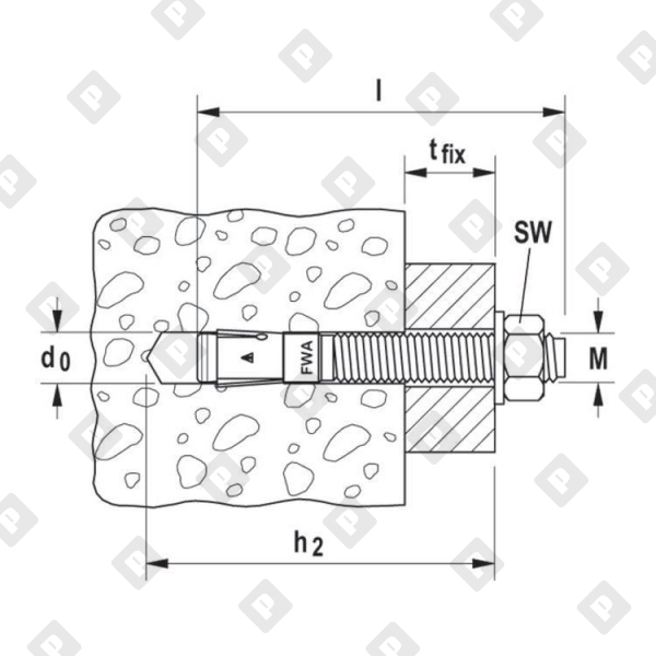 Клиновой анкер fischer FWA M10x80/5, оц. сталь - №2