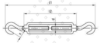 Талреп ART 9072 М12 тип B крюк-крюк, нерж. сталь А4 - №2