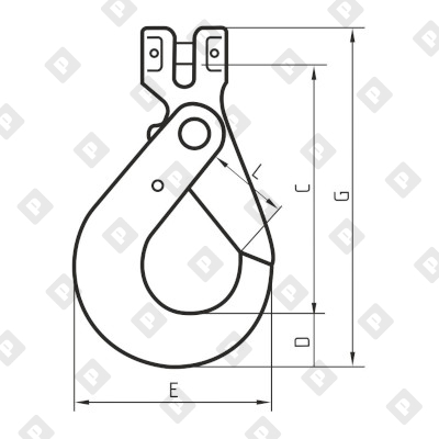 Крюк 5,3 т самозакрывающийся с вилочным соединением, кл. пр. 8 - №2