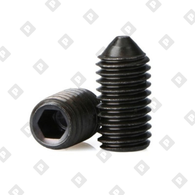 Винт установочный DIN 914 М4x5  с заостренным концом и внутренним шестигранником, кл. пр. 12.9, без покрытия - №1