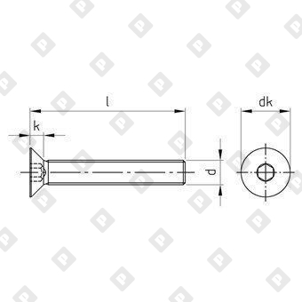 Винт ISO 10642 (DIN 7991) M4x10 с потайной головкой и внутренним шестигранником, нерж. сталь А2 - №3