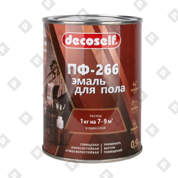 Эмаль для пола Pufas Decoself ПФ-266 красно-коричневая (0,9 кг) - №1