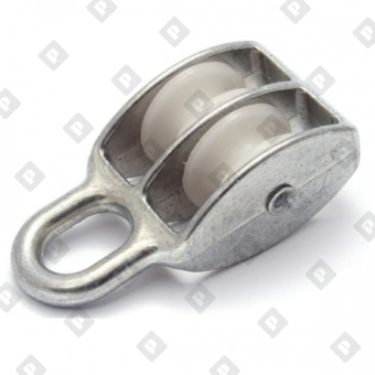 Блок двойной 3/4" (20 мм) с пластиковым диском, оц. сталь - №1